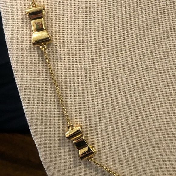 KATE SPADE Gold Tone Gold Enamel Bow Long Necklace - Picture 10 of 14